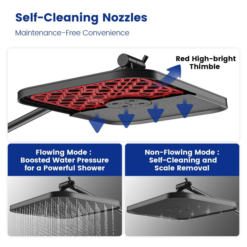 Filtered High Pressure Shower Head Combo 10 Spray 12" Rainfall