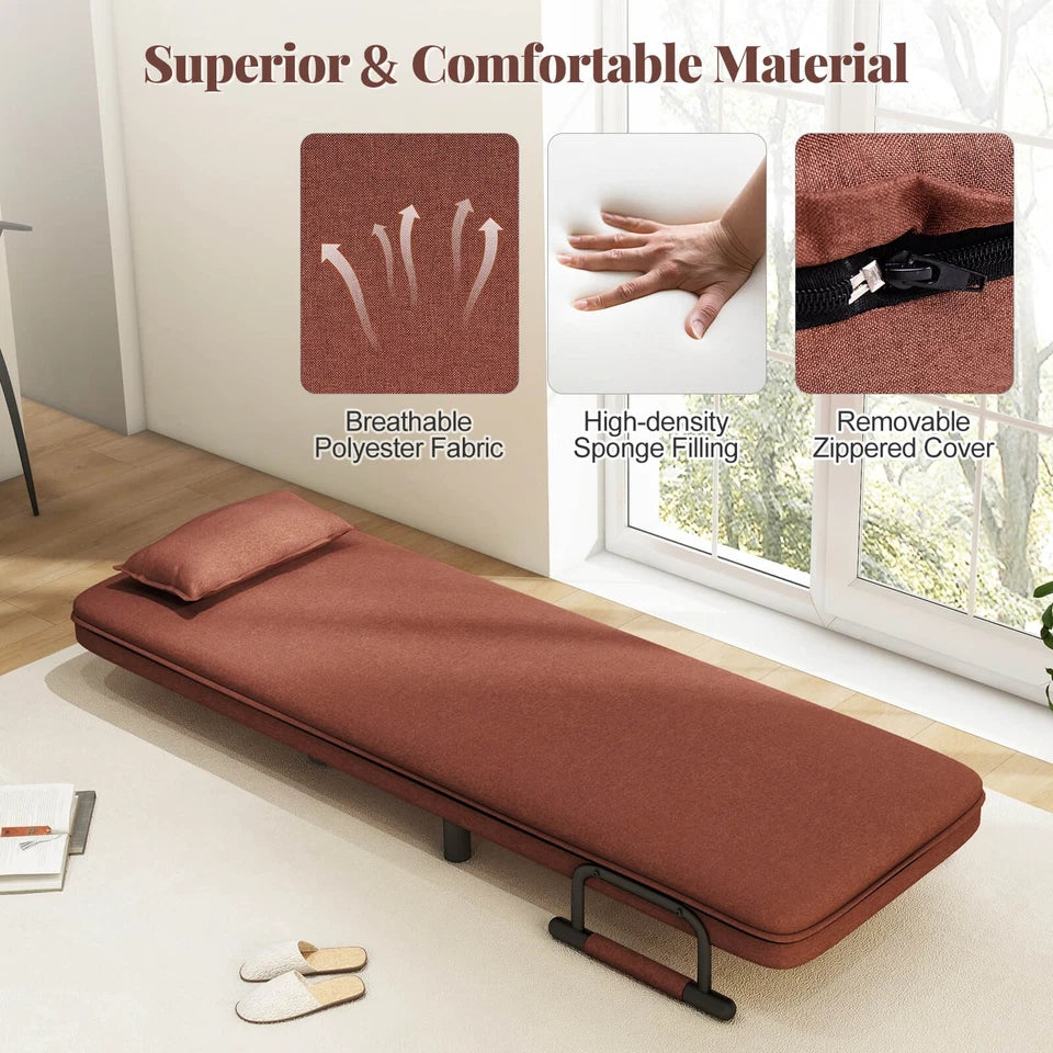 Folding Arm Chair Convertible Sofa Bed Sleeper Lounge Couch