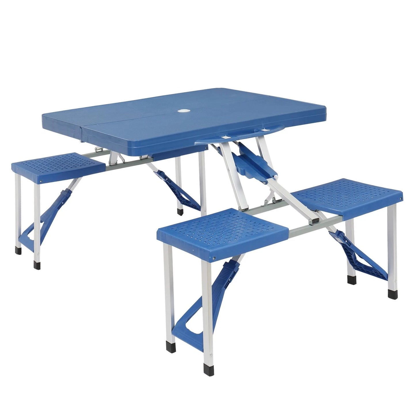 Portable Folding Camping Picnic Table 4 Seat With Umbrella Hole