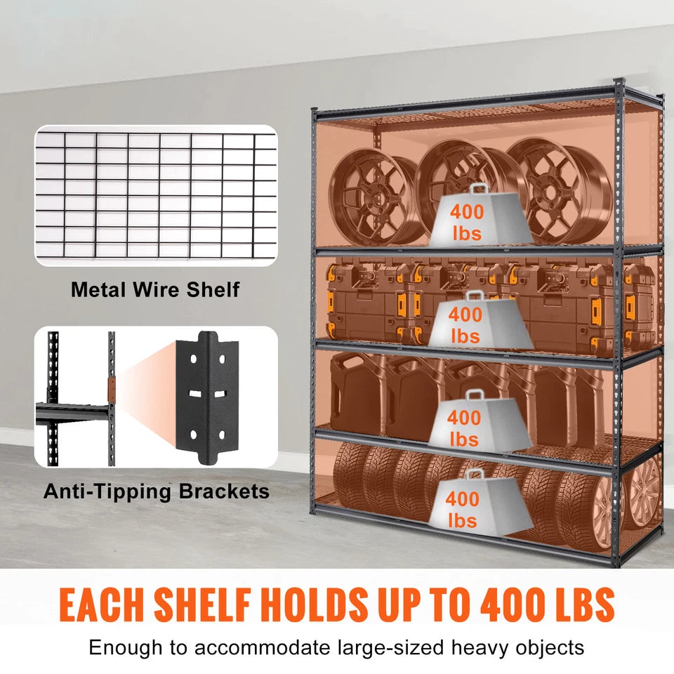 Garage Storage Shelving Unit 24*60*78"  5-Tier Adjustable 2000 lbs Load