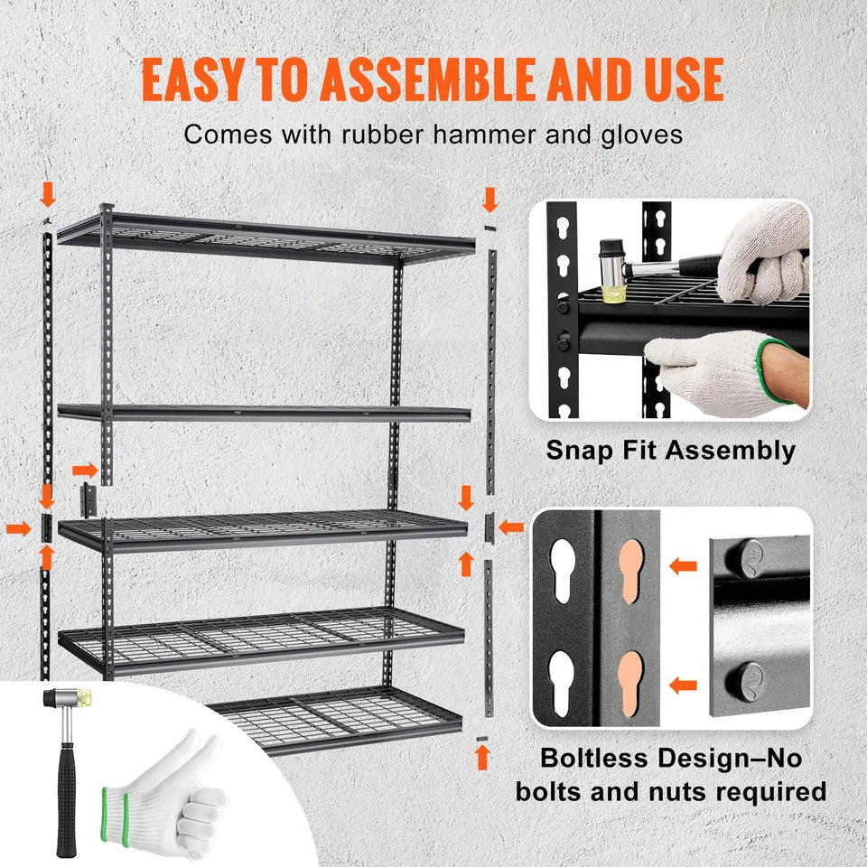 Garage Storage Shelving Unit 24*60*78"  5-Tier Adjustable 2000 lbs Load