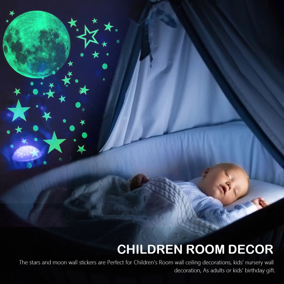 Glow In The Dark Luminous Stars Moon Wall Stickers 435Pc Space Kid Ceiling Decal
