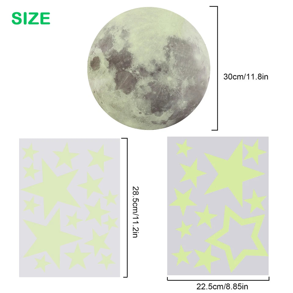 Glow In The Dark Luminous Stars Moon Wall Stickers 435Pc Space Kid Ceiling Decal
