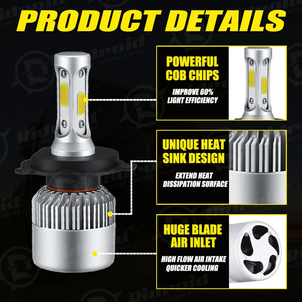 H4 HB2 9003 LED Headlight Kit Hi/Low 6000k fog light