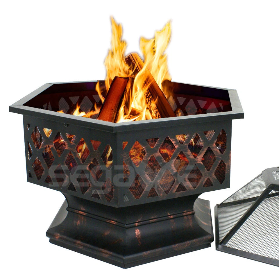 Hex Shaped Outdoor Home Fire Pit Garden Backyard Patio