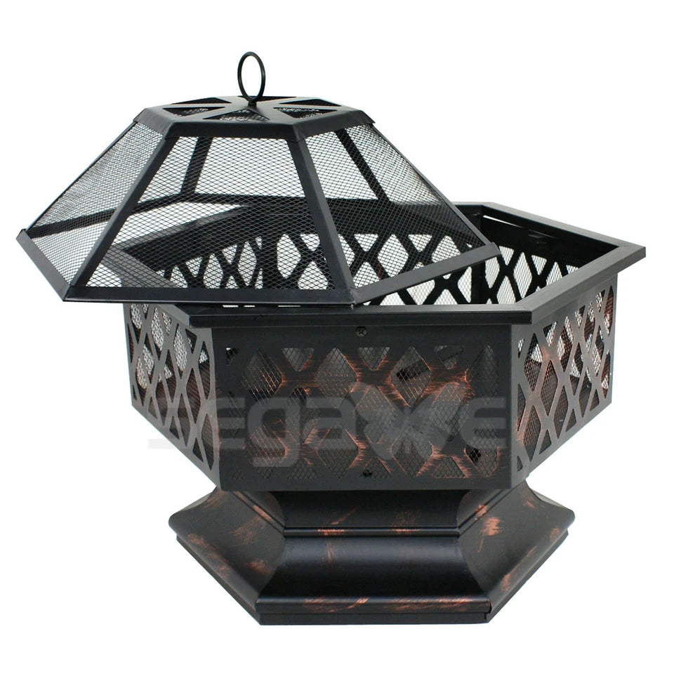 Hex Shaped Outdoor Home Fire Pit Garden Backyard Patio