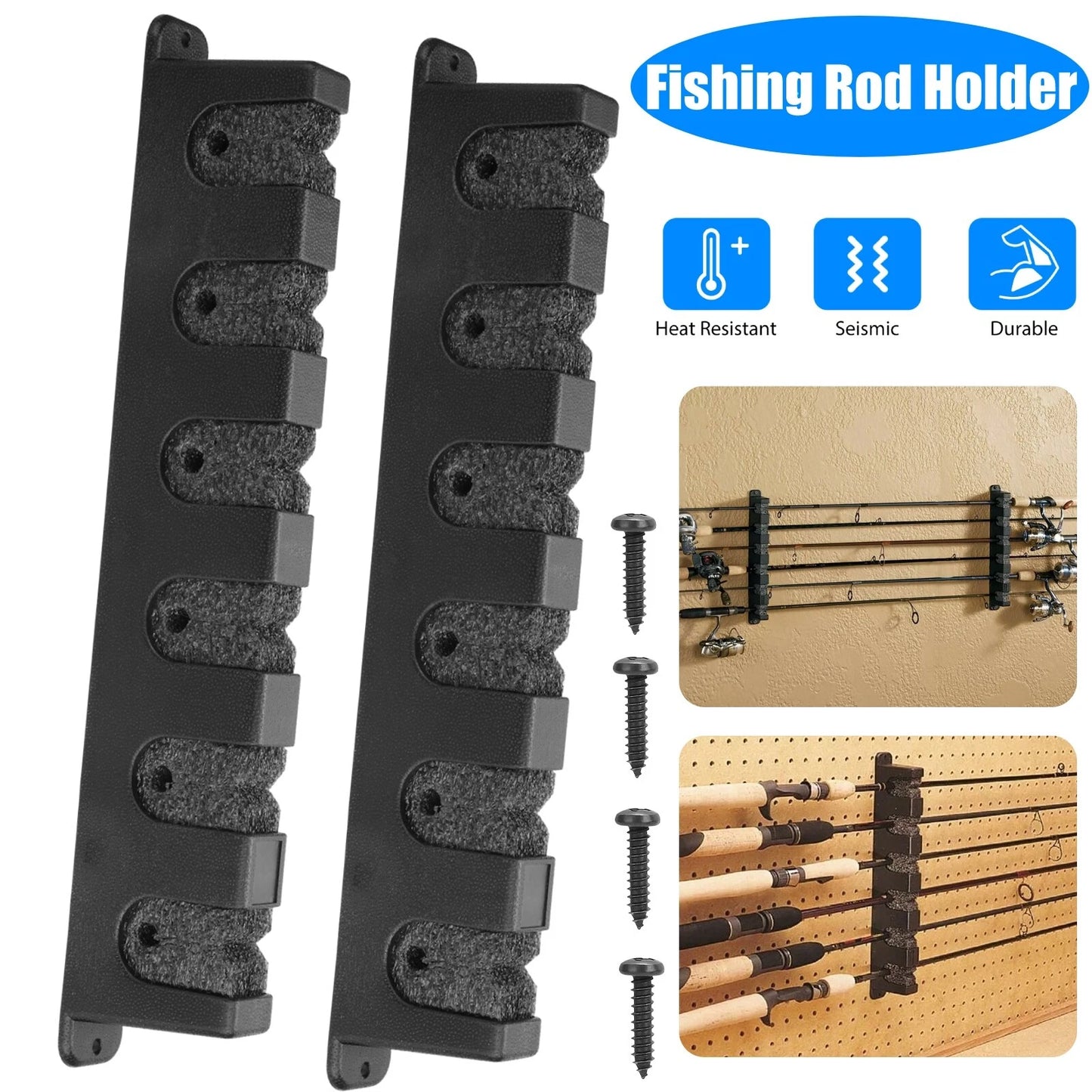 Horizontal or Vertical Fishing 6 Rod Rack Wall Mount, Boat Holder Pole Stand Storage
