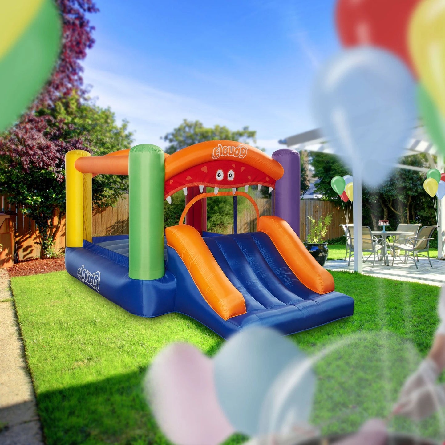 Monster Bounce House with Slide and Blower Inflatable Bouncer with Bag