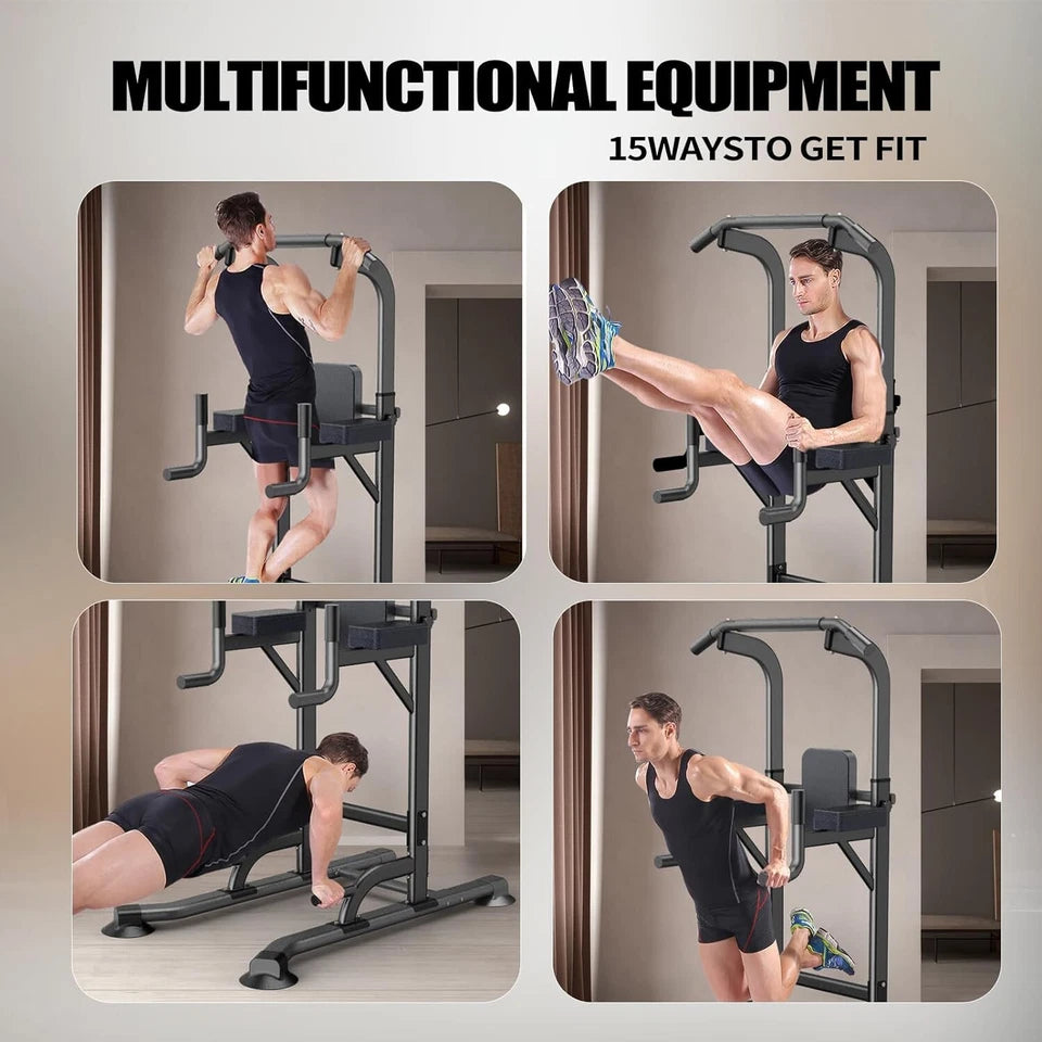 Power Tower Dip Station & Pull Up Bar - Adjustable Height Home Gym Fitness