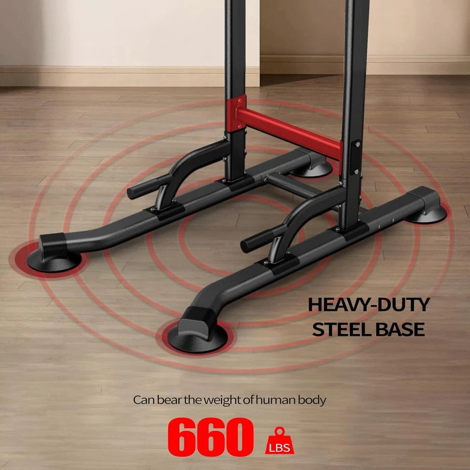 Power Tower Dip Station & Pull Up Bar - Adjustable Height Home Gym Fitness
