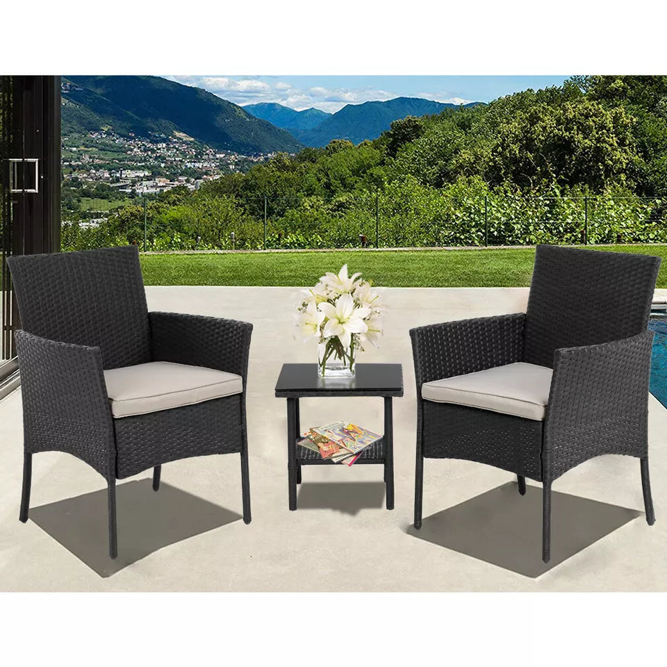 Outdoor Patio Furniture Sets 3 Pieces Patio Set Wicker Bistro Set Rattan Chair