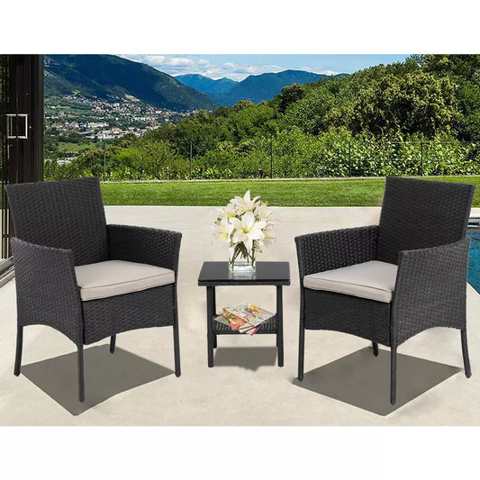 Outdoor Patio Furniture Sets 3 Pieces Patio Set Wicker Bistro Set Rattan Chair