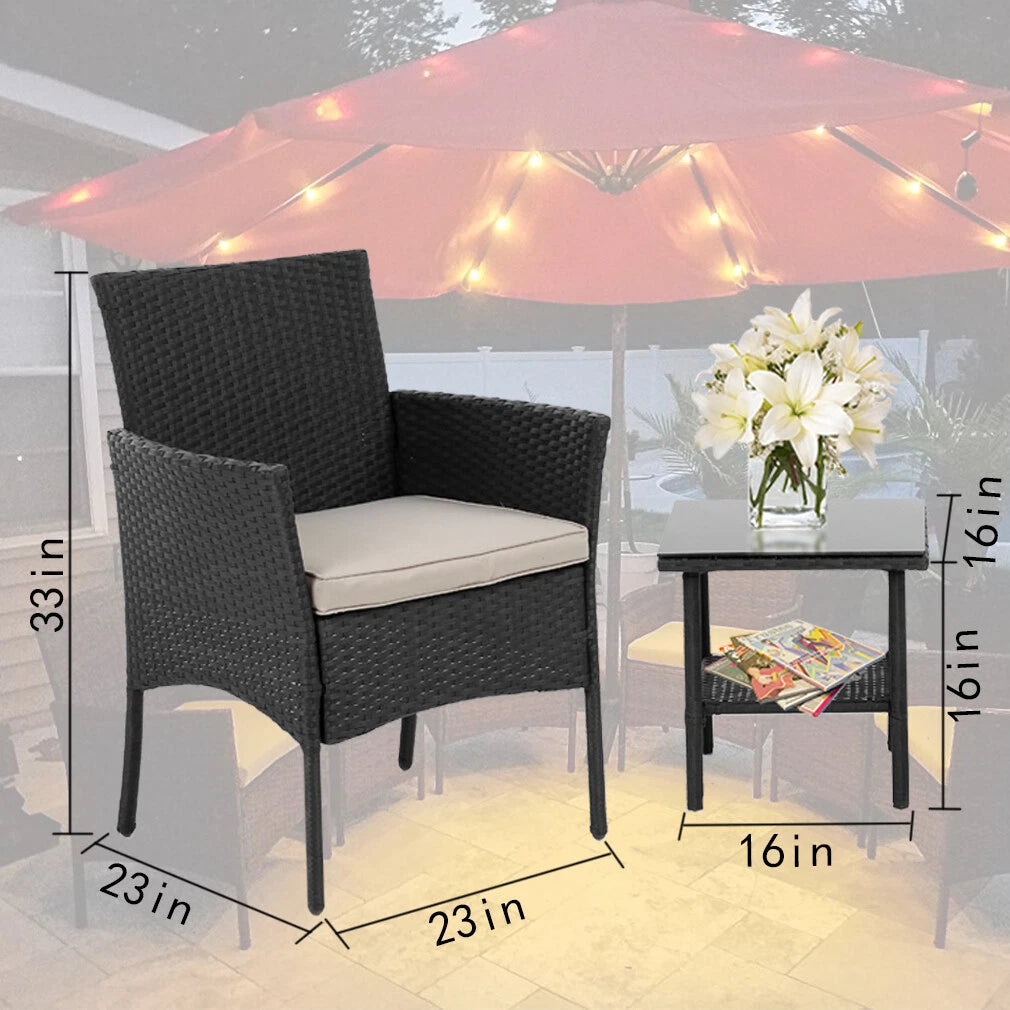 Outdoor Patio Furniture Sets 3 Pieces Patio Set Wicker Bistro Set Rattan Chair