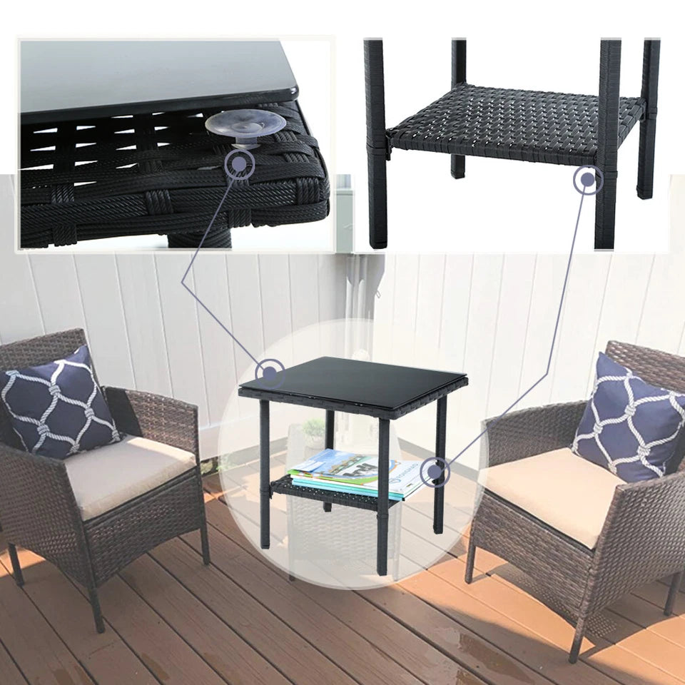 Outdoor Patio Furniture Sets 3 Pieces Patio Set Wicker Bistro Set Rattan Chair