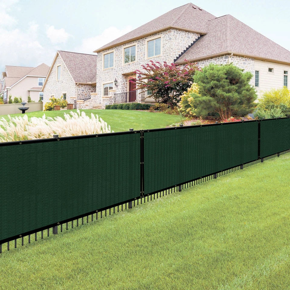 Green privacy screen mesh fence cover 6 feet by 50 feet, UV-resistant windscreen for yard and garden