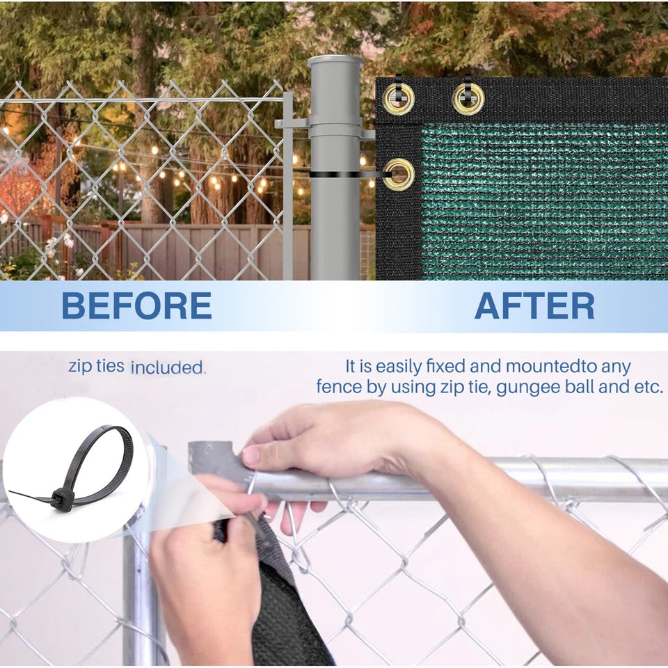 Green 6' x50' Privacy Screen Mesh Fence Cover Windscreen Fabric Slat Yard Garden