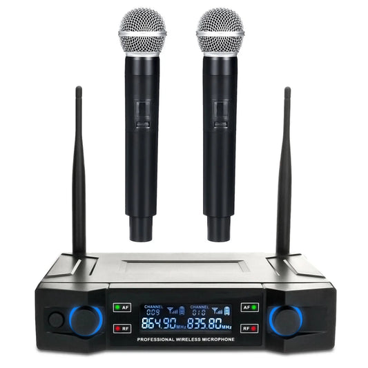 Professional Dual Wireless Microphone Kit w/ Wireless Receiver