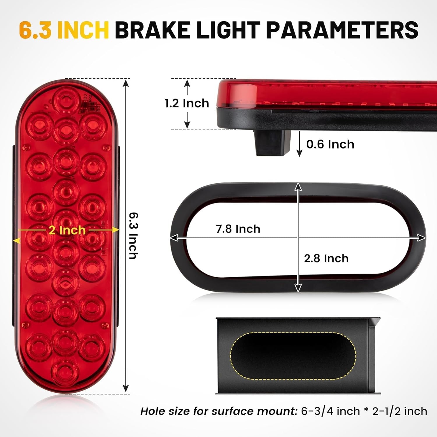 Oval LED Taillights close up