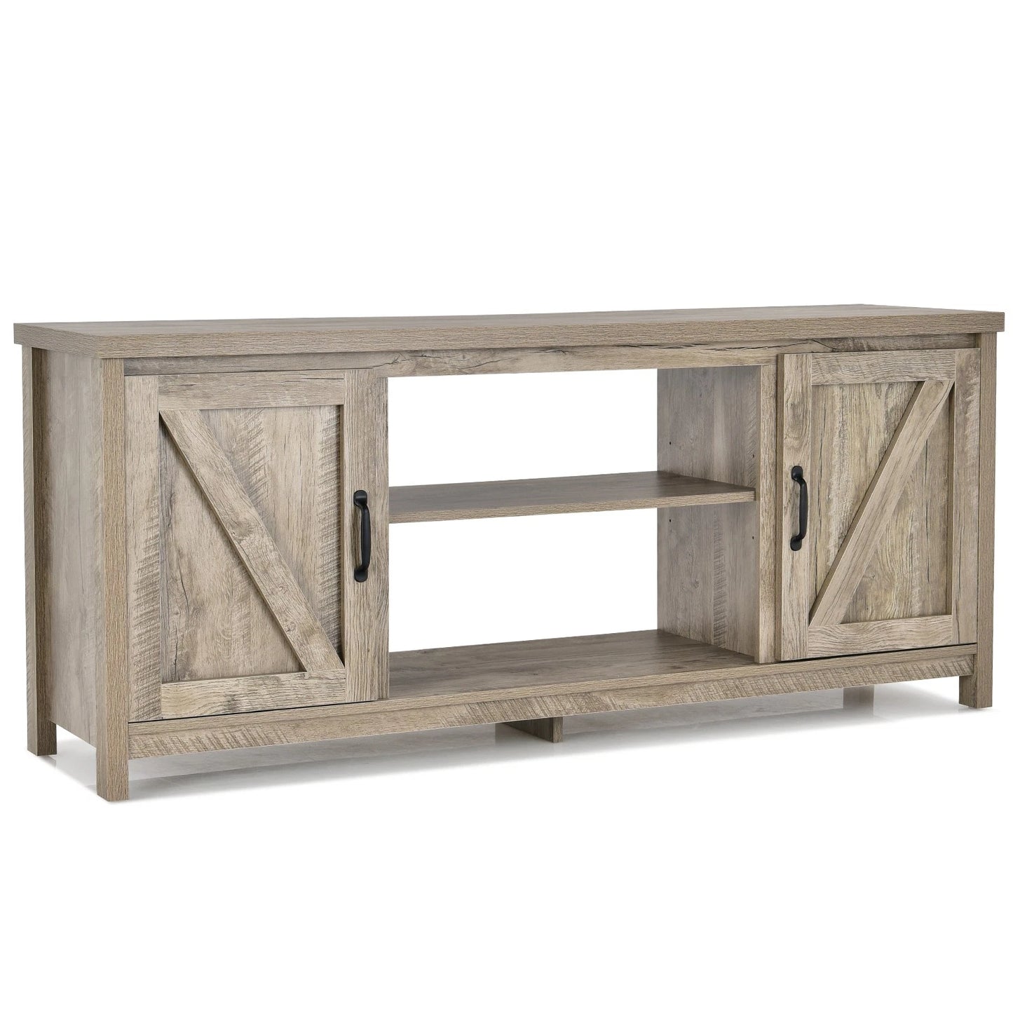 TV Stand Media Console Center 59" w/ Storage Cabinet for 65" TV Natural