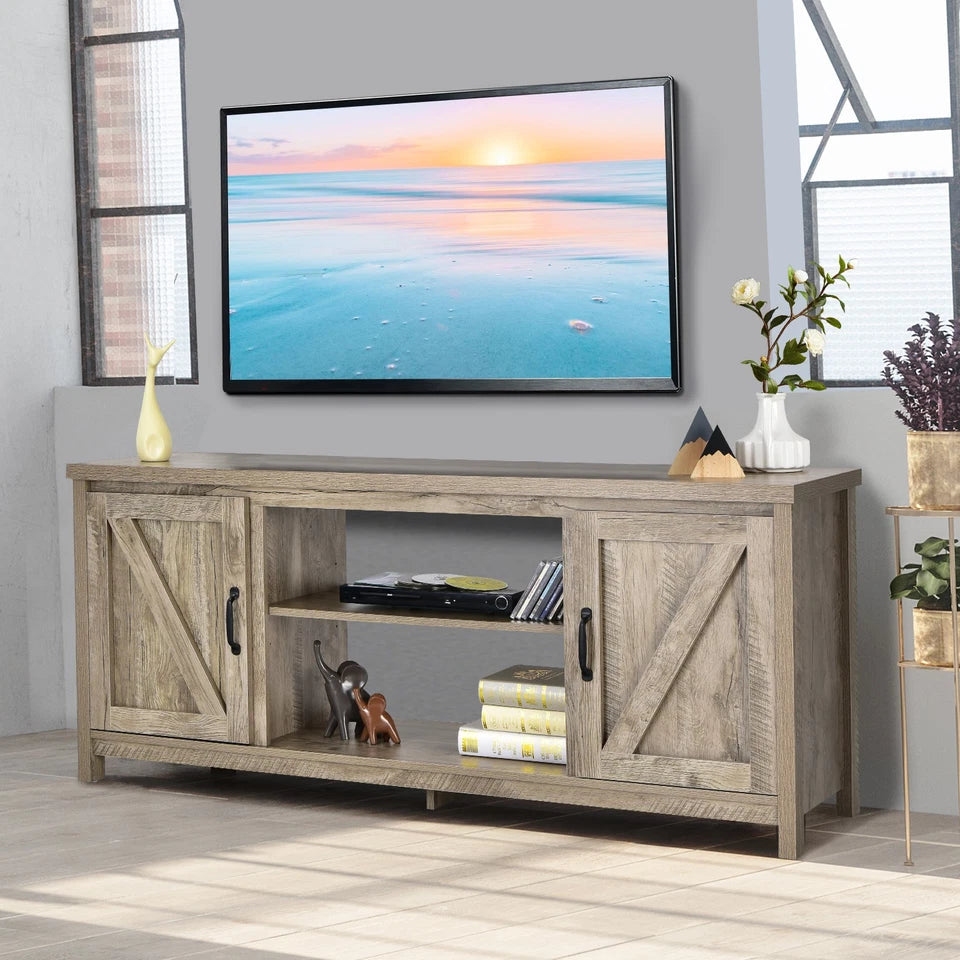 TV Stand Media Console Center 59" w/ Storage Cabinet for 65" TV Natural