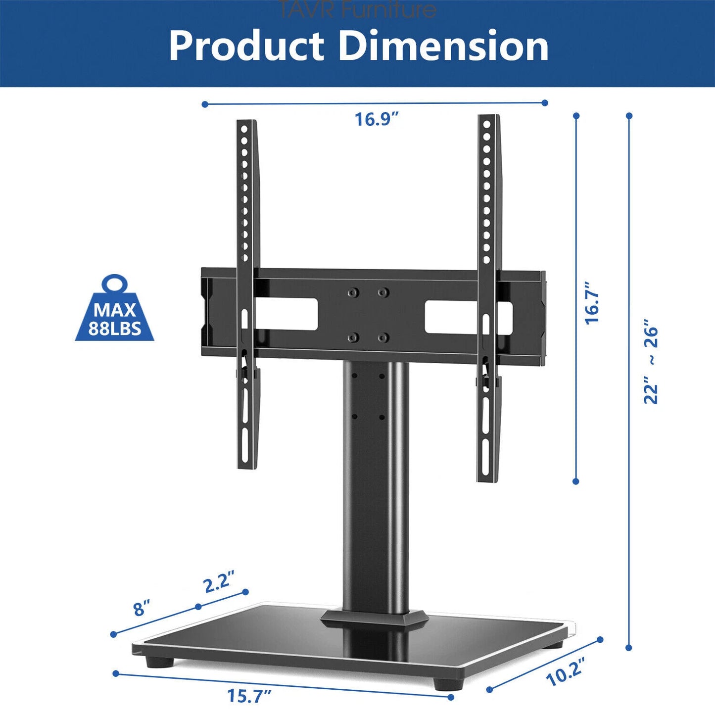 TV Stand Base with Universal Mount Height Adjustable for 37-55" TVs