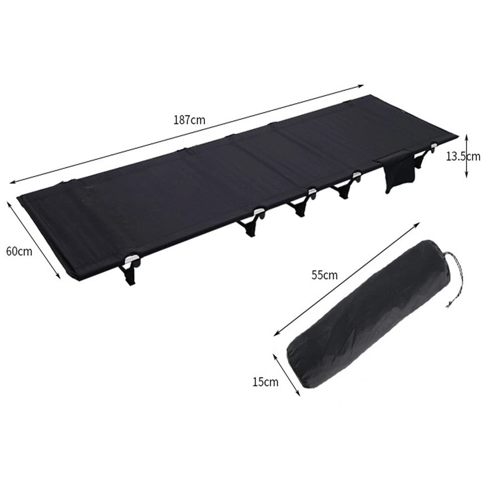 Ultralight Folding Camping Cot Sleeping Bed with Side Pocket