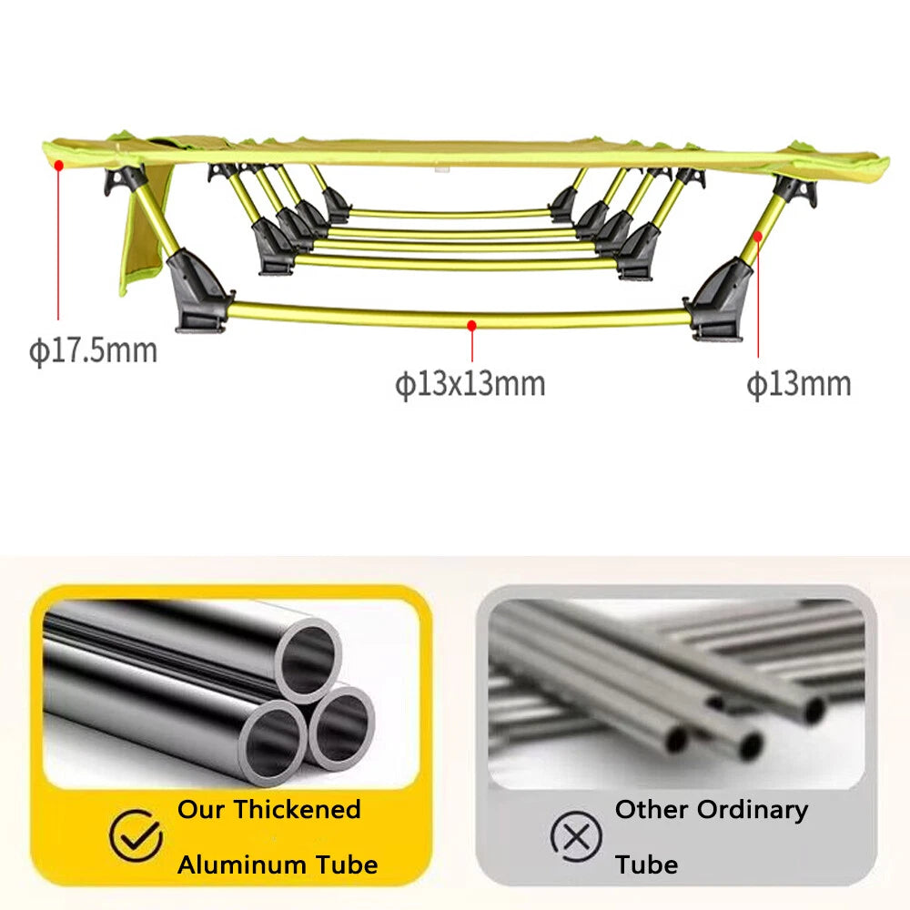 Ultralight Folding Camping Cot Sleeping Bed with Side Pocket