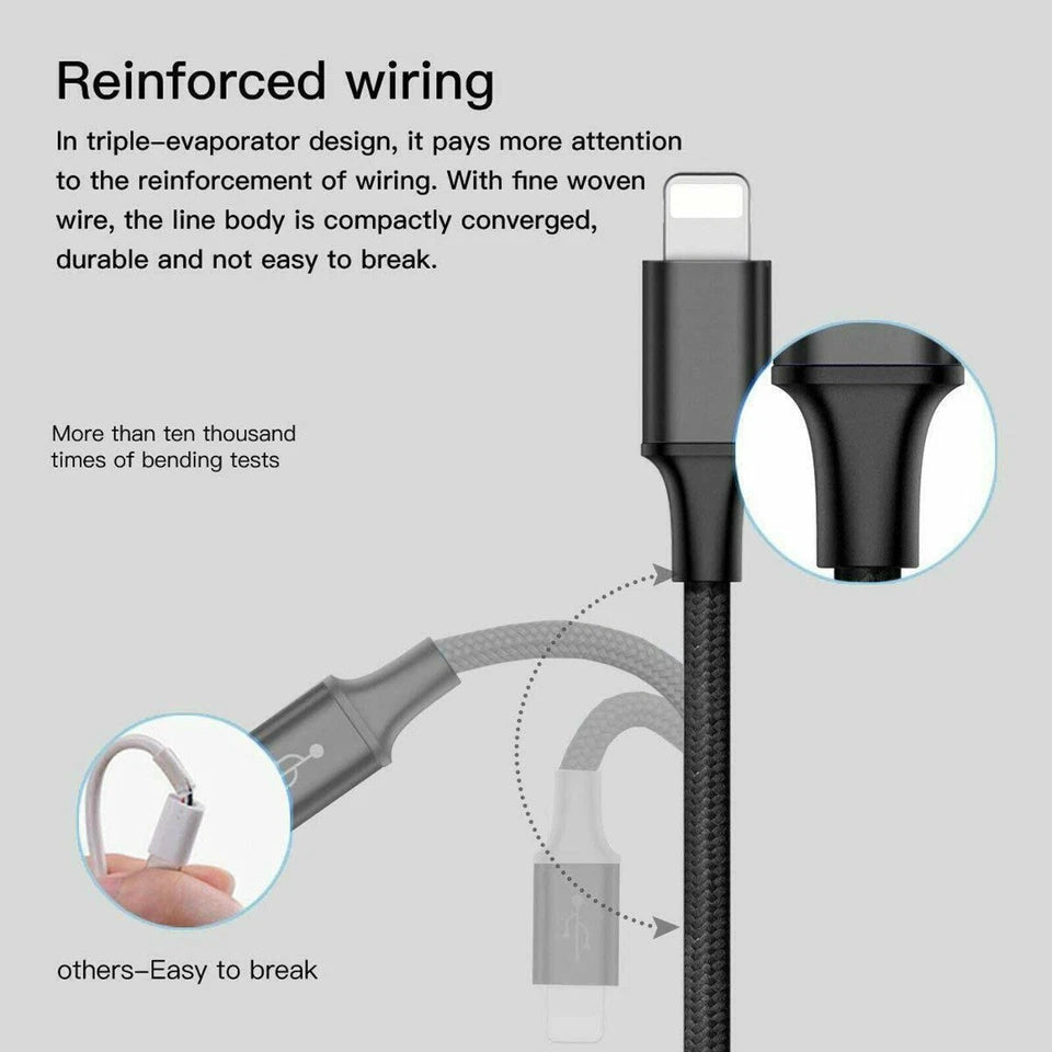 Universal 3 in 1 Fast USB Charging Cable Multi Function Cell Phone Charger Cord