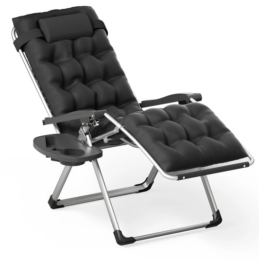 Zero Gravity Foldable Outdoor Recliner Lounge Chair Chaise w/Detachable Cushion